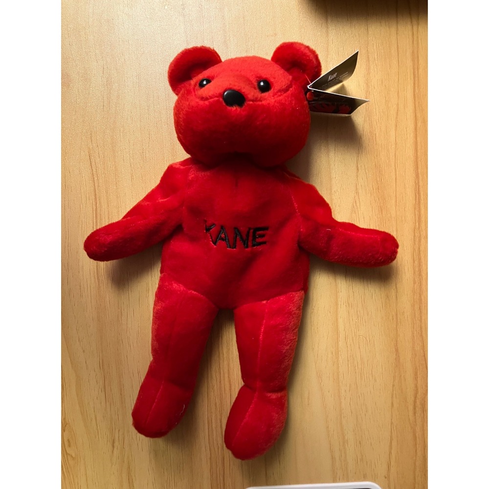 Vintage 1999 WWF Attitude Bears Kane Red Plush No Kane No Pain Wrestling 9 Inch